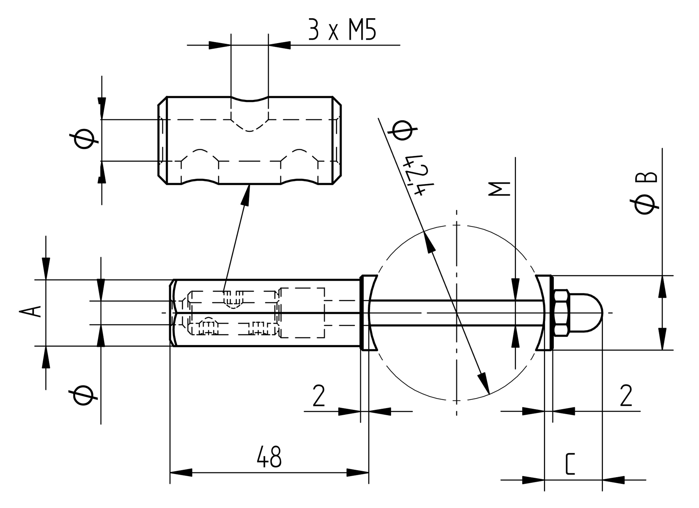 Support de fixation réglable pour tube ø48,3x2,0mm I6SU011 avec Bricometal